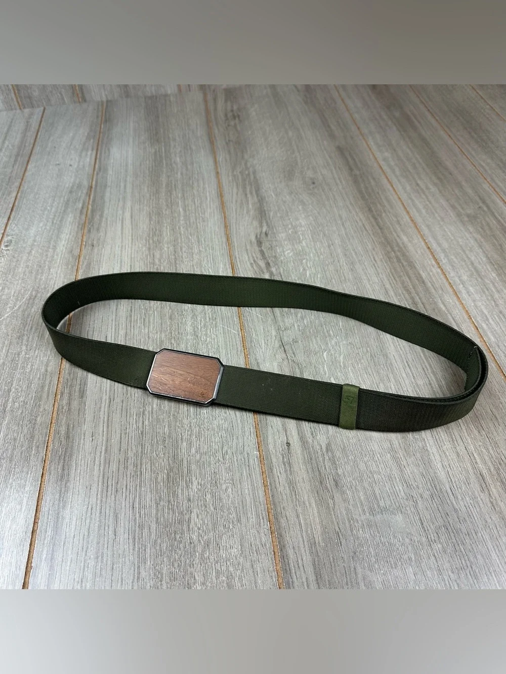 Groove Life Belt Mens L Base Camp Green Wood Buckle